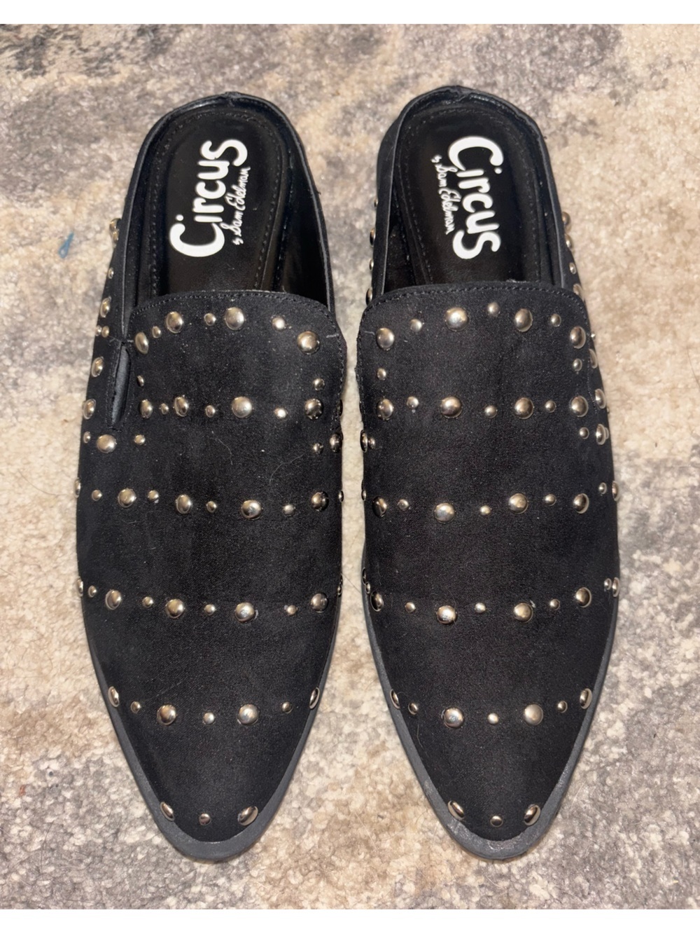 Circus By Sam Edelman Women’s Lucielle Black Fabric Studded Mules
